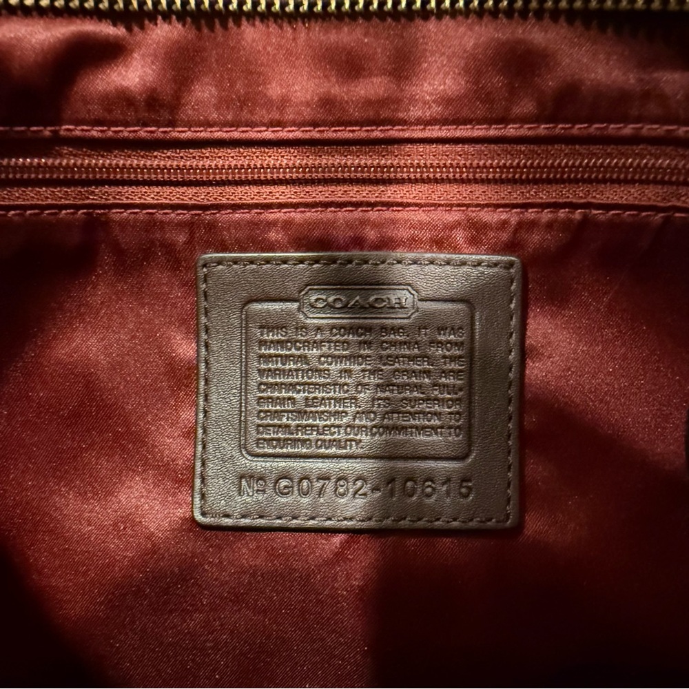 Coach Dark Brown Leather Shoulder Bag with Gold Accents - Picture 2 of 8